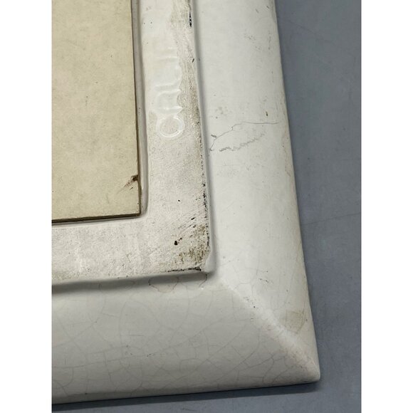 vintage ceramic framed La Mode illustree print shabby chic white gold mated READ - Picture 9 of 11